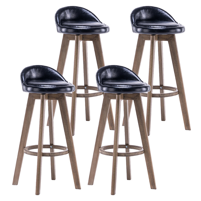 Taburetes de bar contemporáneos de madera maciza, taburete de bar interior con reposapiés y respaldo bajo