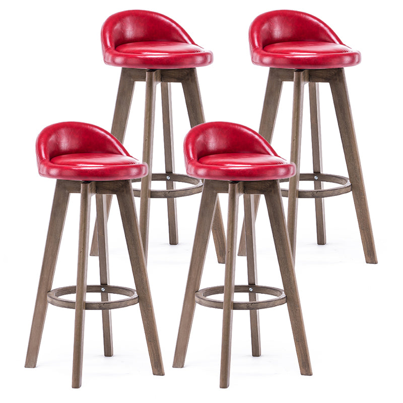 Taburetes de bar contemporáneos de madera maciza, taburete de bar interior con reposapiés y respaldo bajo