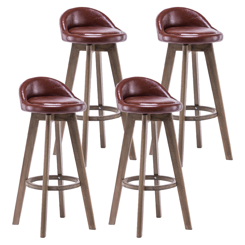 Taburetes de bar contemporáneos de madera maciza, taburete de bar interior con reposapiés y respaldo bajo