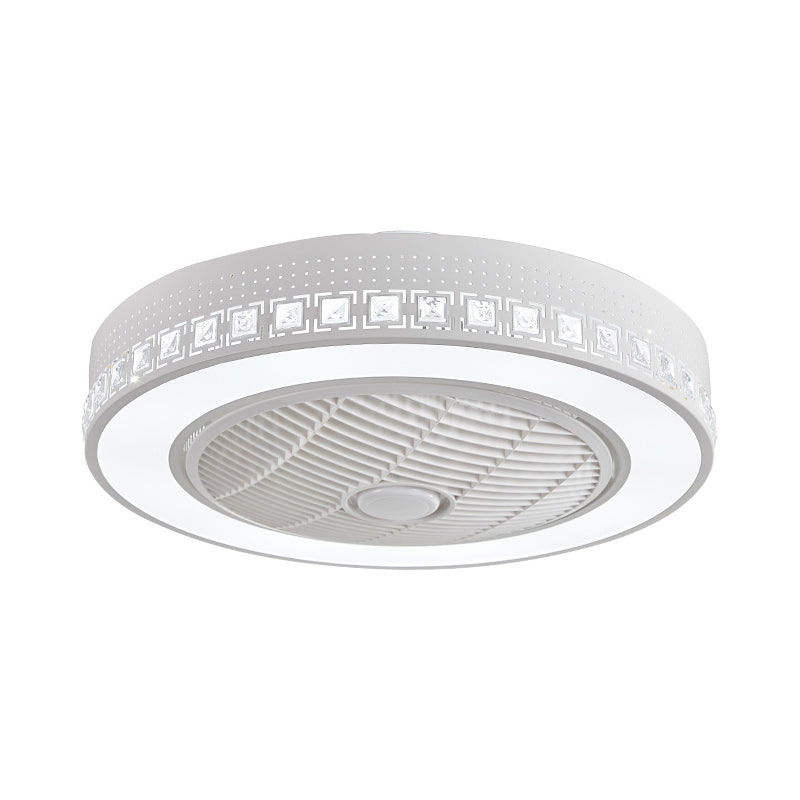 Ring Wohnzimmer Ventilator Lampen Modernismus Acryl LED 21,5 "breit weiße Halbflush -Halterung mit 3 Klingen