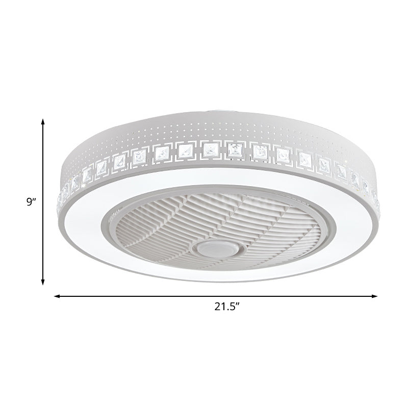 Ring Wohnzimmer Ventilator Lampen Modernismus Acryl LED 21,5 "breit weiße Halbflush -Halterung mit 3 Klingen