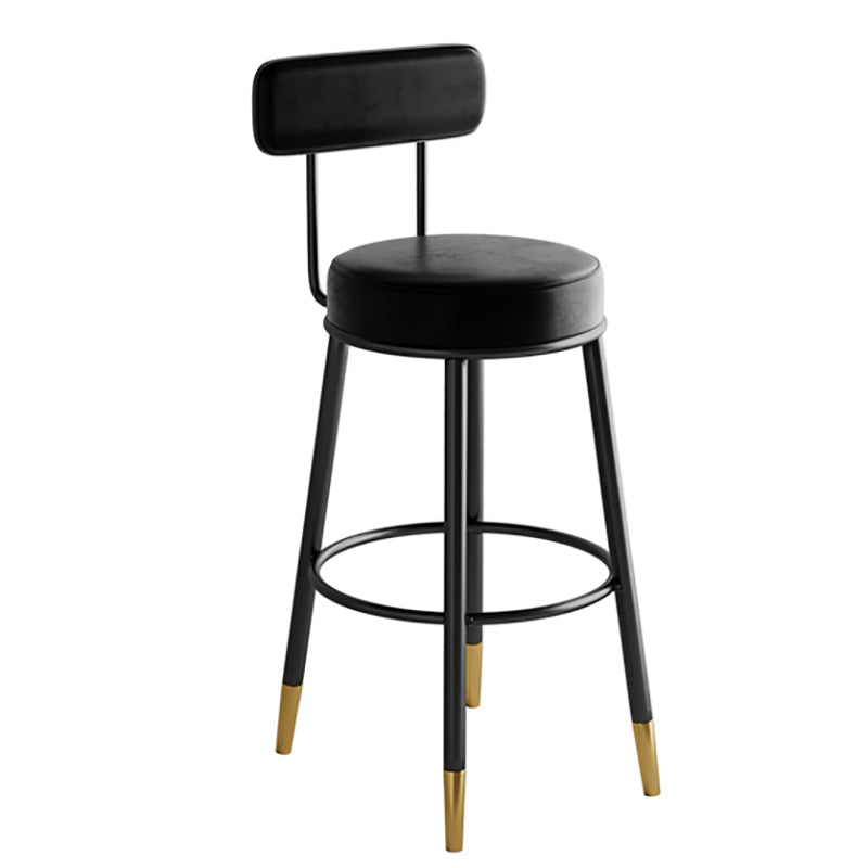 Industrial Leather Iron Counter Stools Low Back Bar Stools with Round Seat