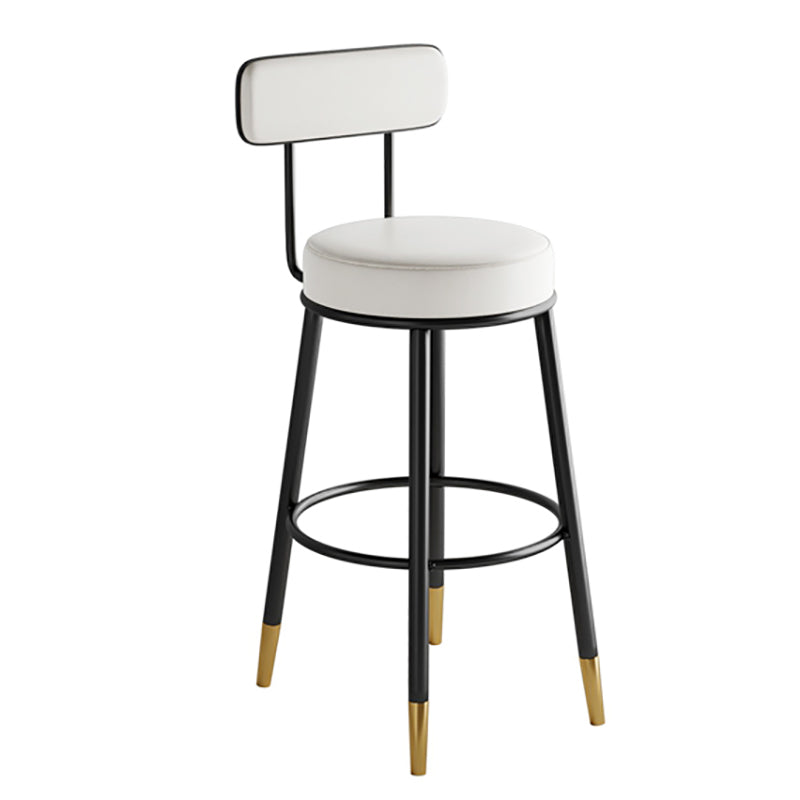 Industrial Leather Iron Counter Stools Low Back Bar Stools with Round Seat