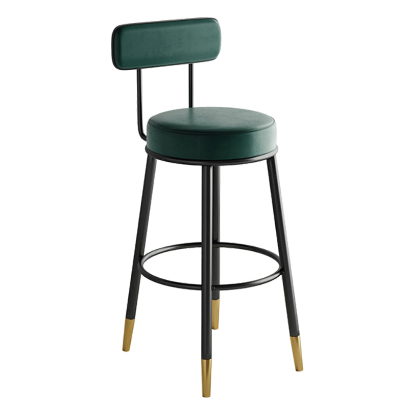 Industrial Leather Iron Counter Stools Low Back Bar Stools with Round Seat