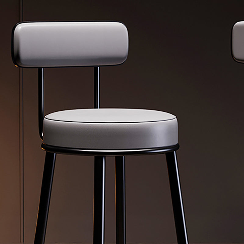 Industrial Leather Iron Counter Stools Low Back Bar Stools with Round Seat