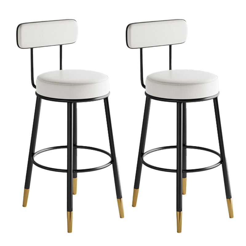Industrial Leather Iron Counter Stools Low Back Bar Stools with Round Seat
