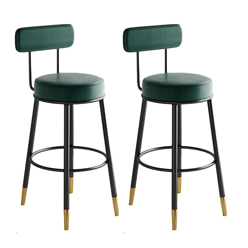 Industrial Leather Iron Counter Stools Low Back Bar Stools with Round Seat