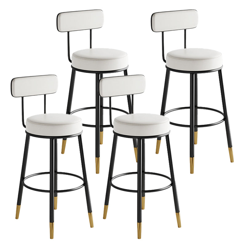 Industrial Leather Iron Counter Stools Low Back Bar Stools with Round Seat