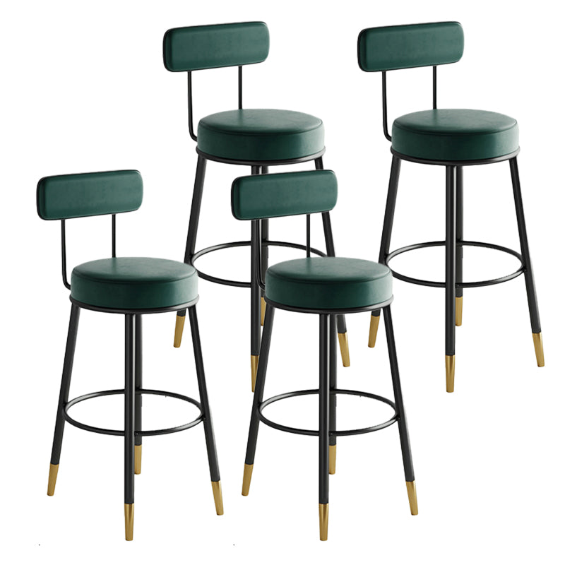 Industrial Leather Iron Counter Stools Low Back Bar Stools with Round Seat