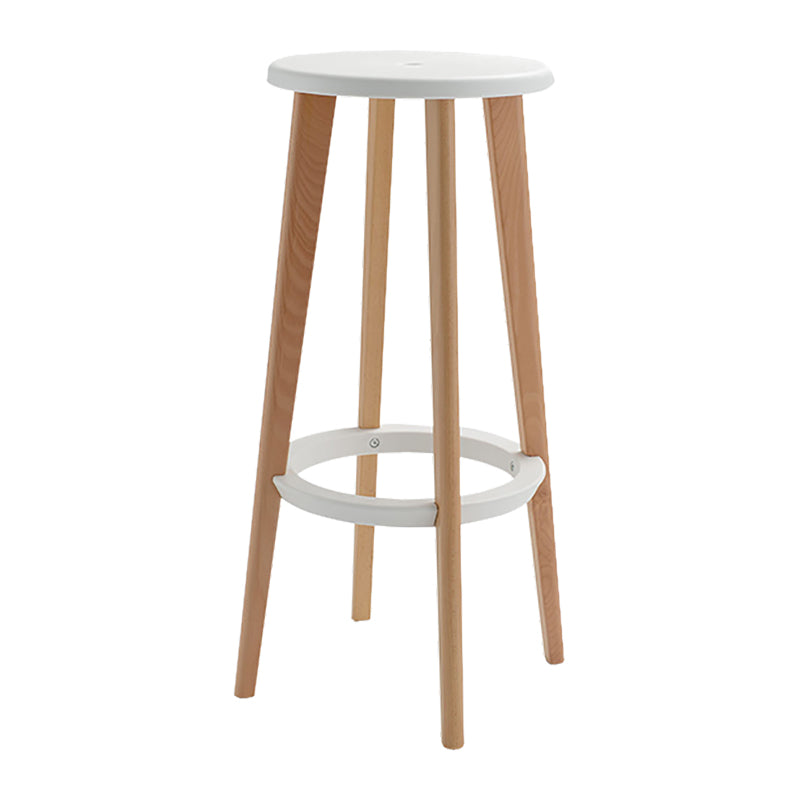 Contemporary Simple Wood Counter Stools Circular Seats Indoor Bar Stool