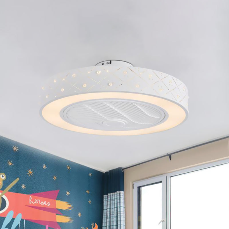 21,5 "W LED Metal Semi Flush Leuchte Moderne weiße Rhombus/Schnee Wohnzimmer Hängende Lüfterlampe, 3 Klingen