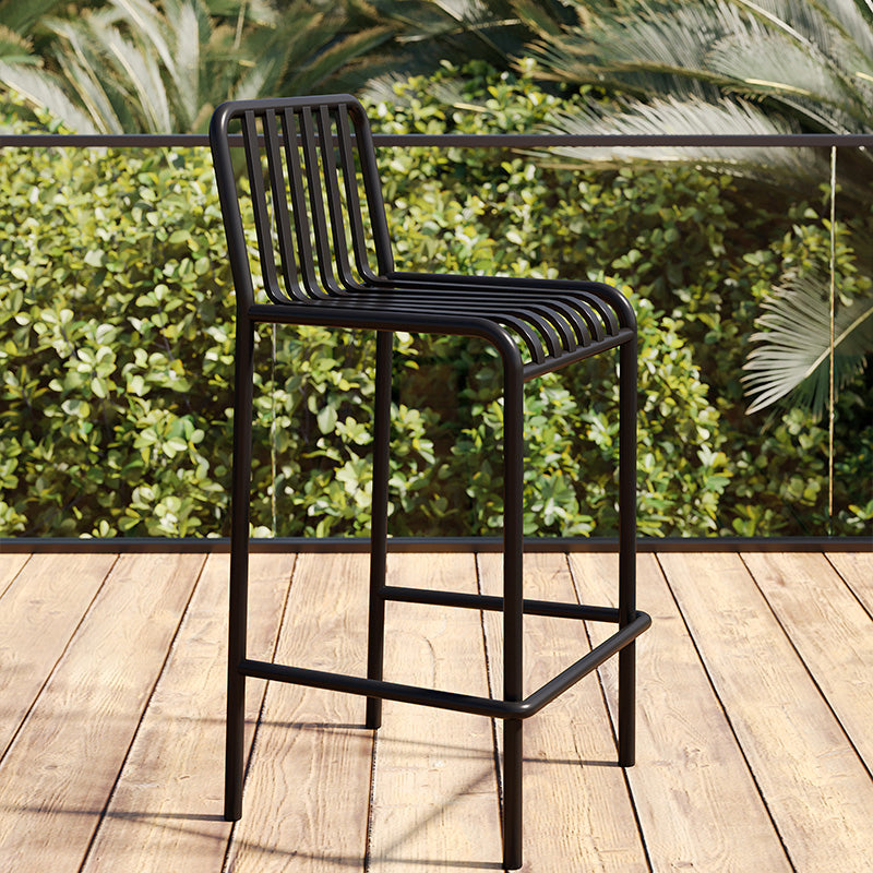 Iron Outdoor Counter Stools Industrial Low Back Bar Stools with Square Seat