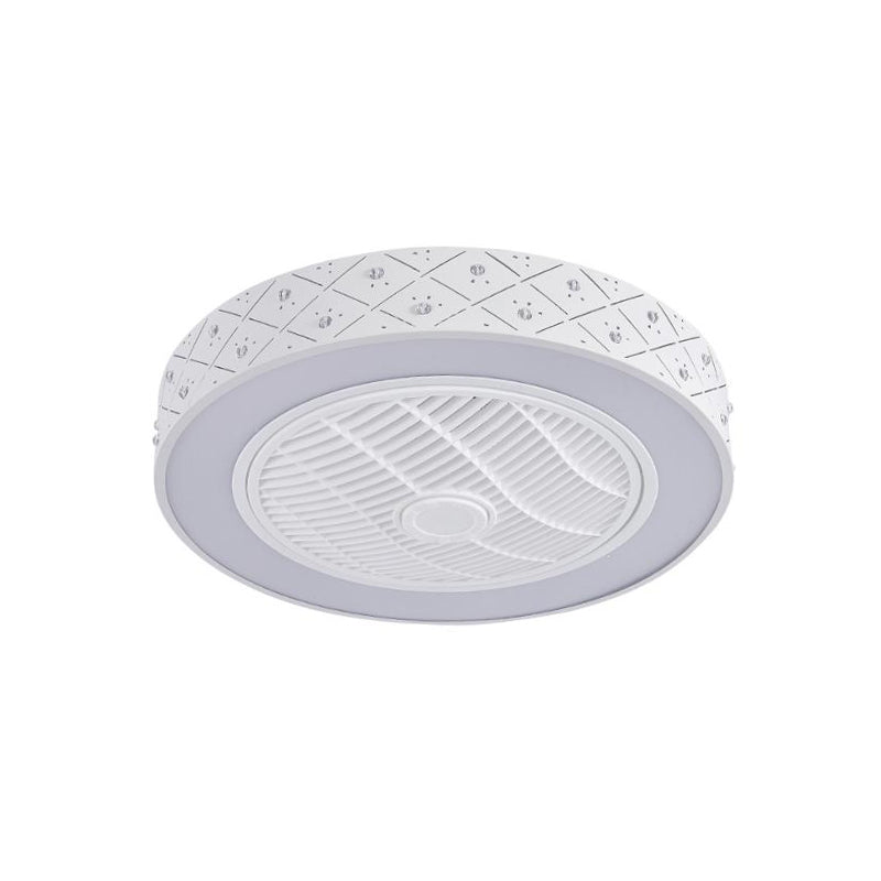 21,5 "W LED Metal Semi Flush Leuchte Moderne weiße Rhombus/Schnee Wohnzimmer Hängende Lüfterlampe, 3 Klingen