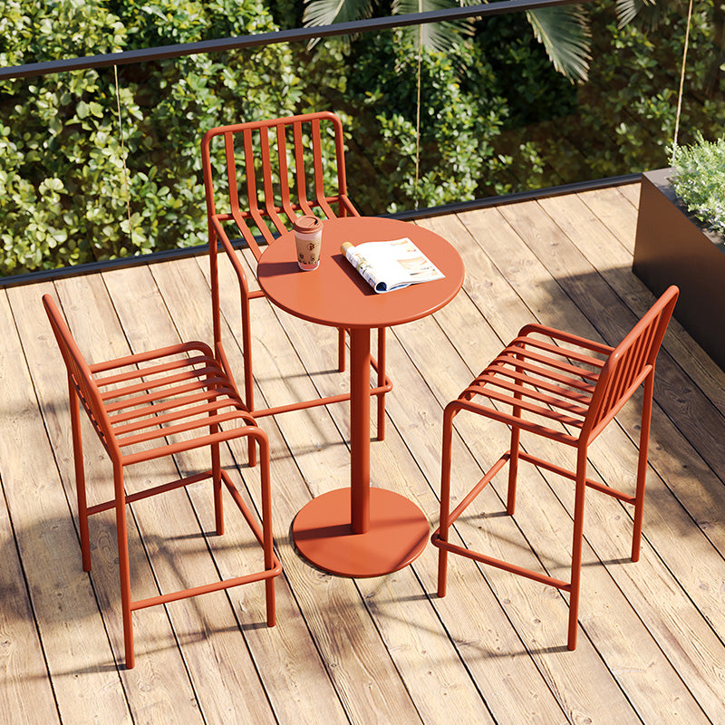 Iron Outdoor Counter Stools Industrial Low Back Bar Stools with Square Seat