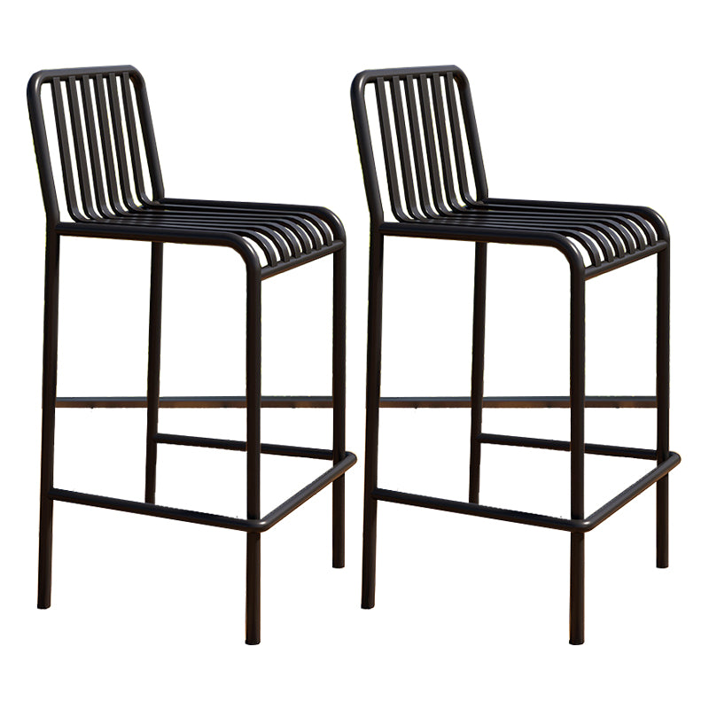 Iron Outdoor Counter Stools Industrial Low Back Bar Stools with Square Seat