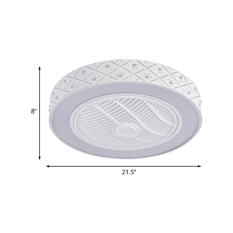 21,5 "W LED Metal Semi Flush Leuchte Moderne weiße Rhombus/Schnee Wohnzimmer Hängende Lüfterlampe, 3 Klingen