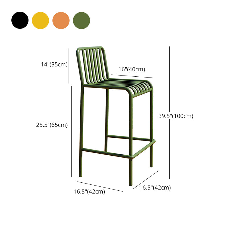 Iron Outdoor Counter Stools Industrial Low Back Bar Stools with Square Seat