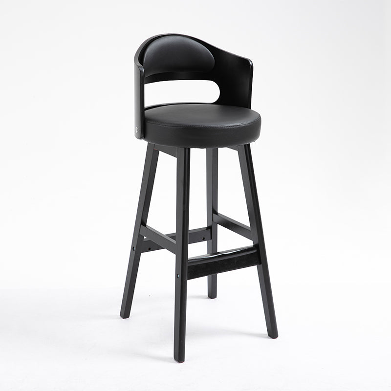 Taburetes de bar de madera industriales para interiores de cuero con asiento redondo