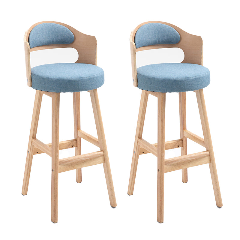 Taburetes de bar de madera industriales para interiores de cuero con asiento redondo