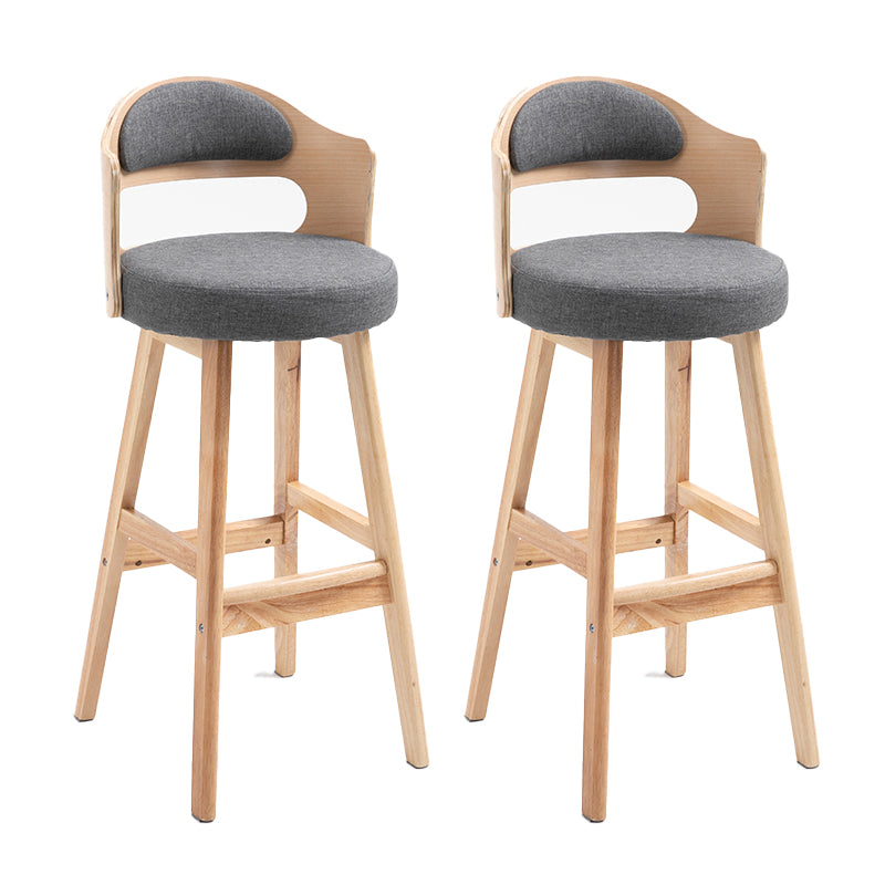 Taburetes de bar de madera industriales para interiores de cuero con asiento redondo