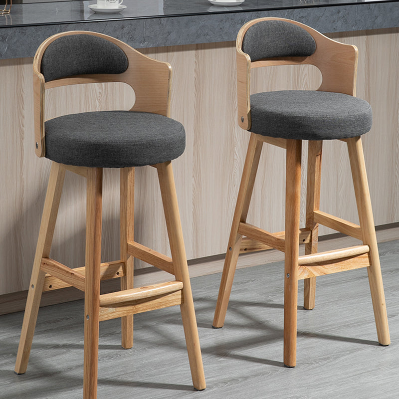 Taburetes de bar de madera industriales para interiores de cuero con asiento redondo