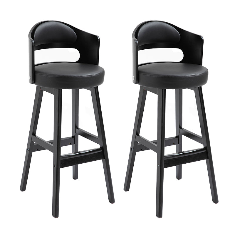 Taburetes de bar de madera industriales para interiores de cuero con asiento redondo