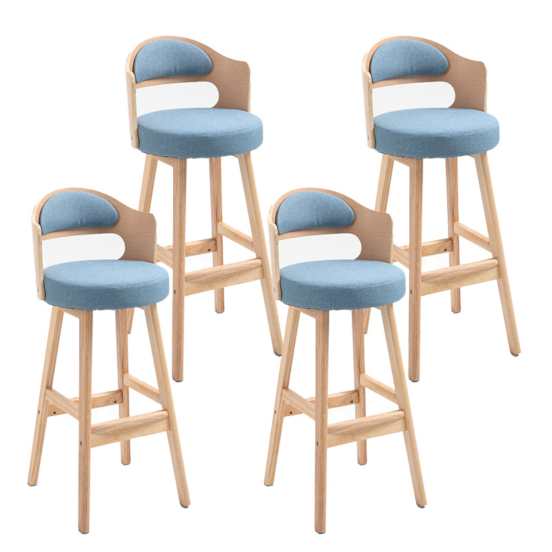 Taburetes de bar de madera industriales para interiores de cuero con asiento redondo