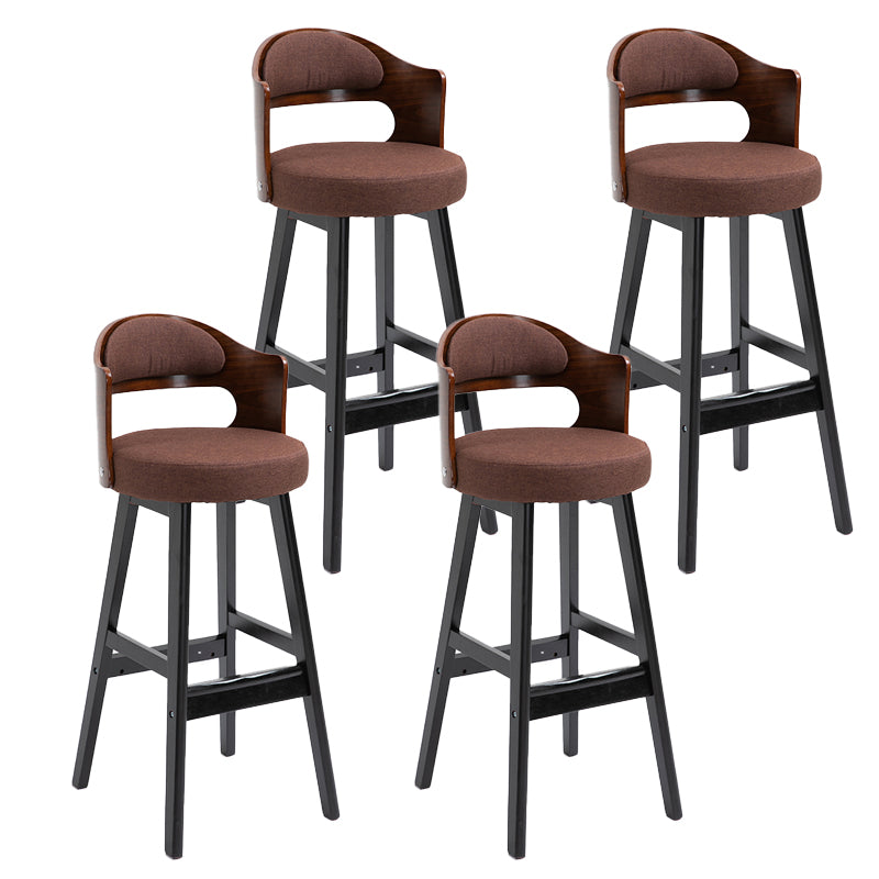 Taburetes de bar de madera industriales para interiores de cuero con asiento redondo