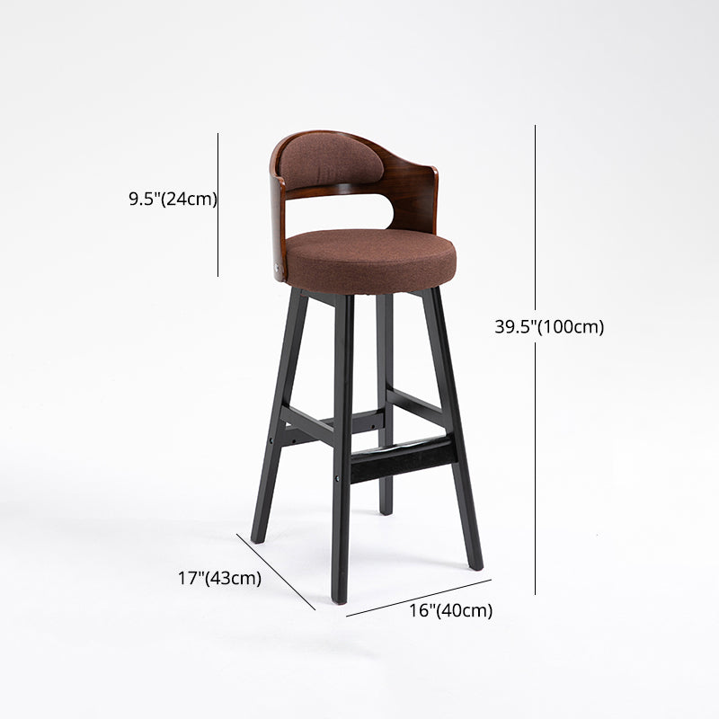 Taburetes de bar de madera industriales para interiores de cuero con asiento redondo