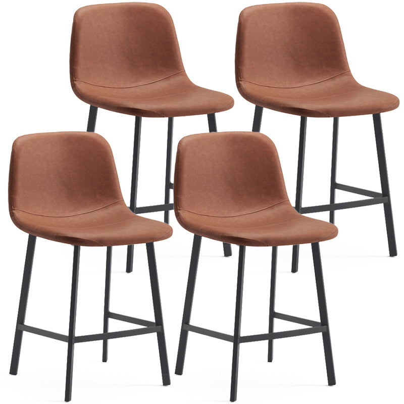 Zeitgenössische Barhocker aus Metall und Leder für den Innenbereich mit Eisenbeinen