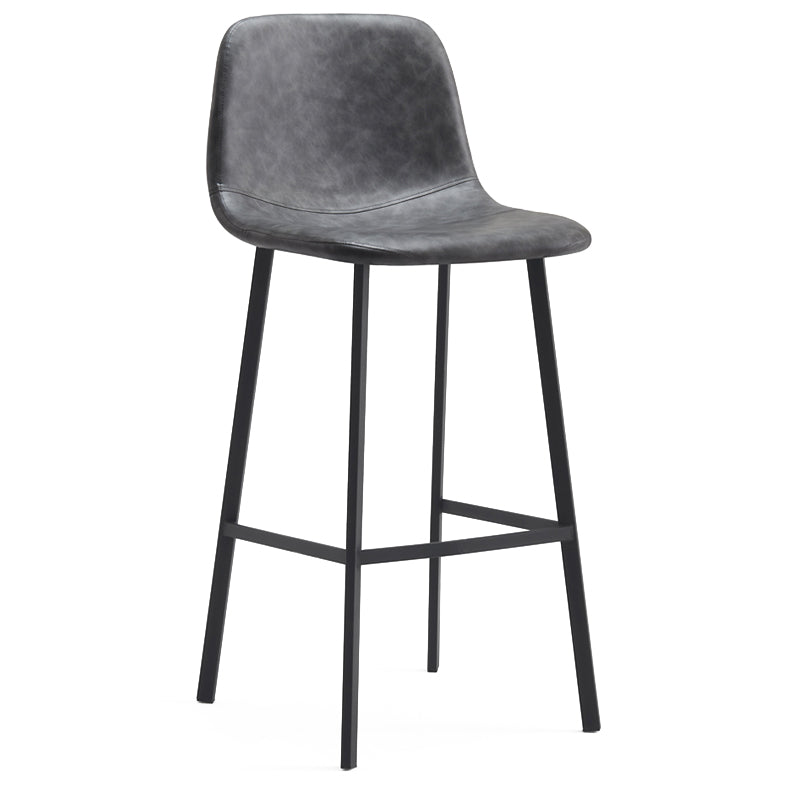 Zeitgenössische Barhocker aus Metall und Leder für den Innenbereich mit Eisenbeinen