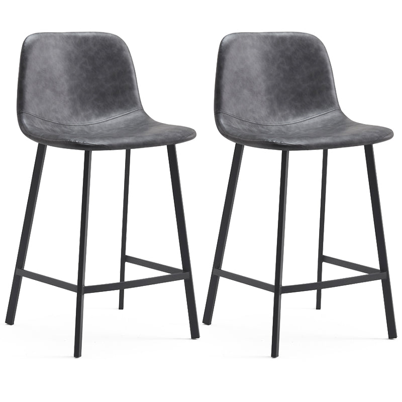 Zeitgenössische Barhocker aus Metall und Leder für den Innenbereich mit Eisenbeinen