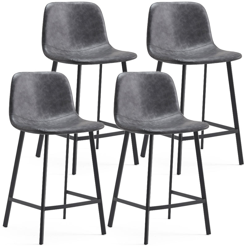 Zeitgenössische Barhocker aus Metall und Leder für den Innenbereich mit Eisenbeinen
