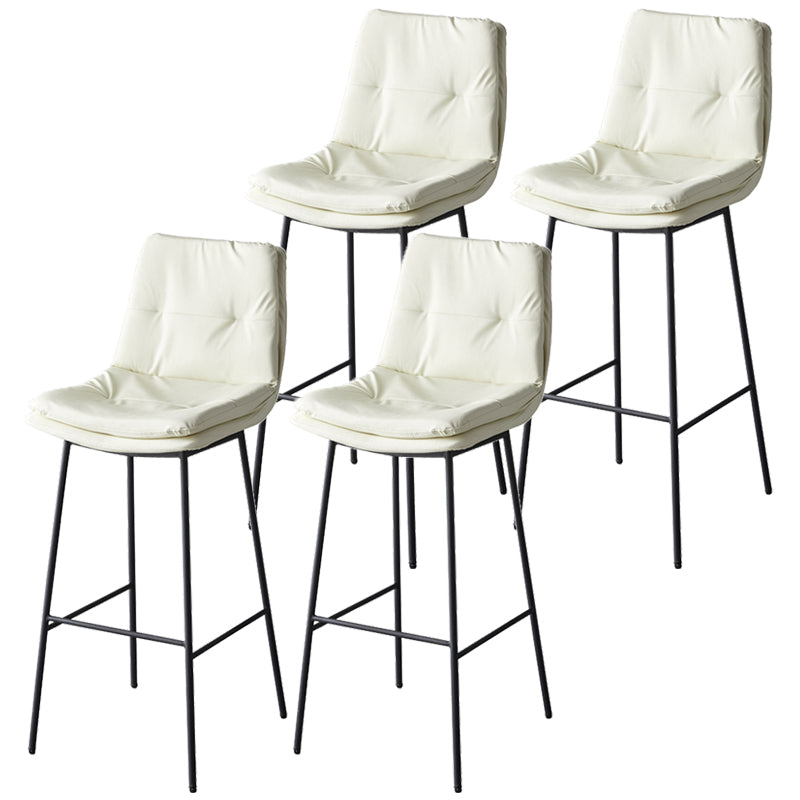 Contemporary Metal Leather Bar Stools Indoor Barstool with Iron Legs and Footrest