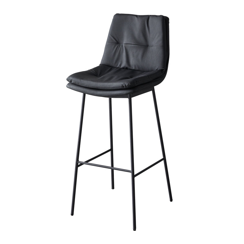 Contemporary Metal Leather Bar Stools Indoor Barstool with Iron Legs and Footrest