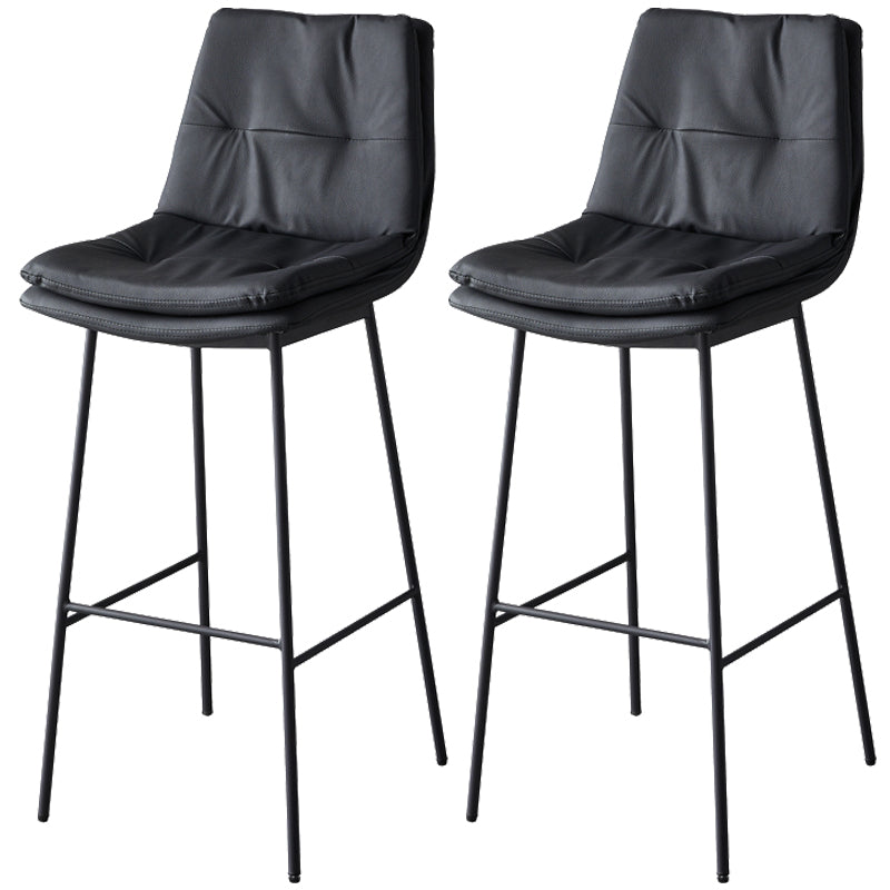 Contemporary Metal Leather Bar Stools Indoor Barstool with Iron Legs and Footrest