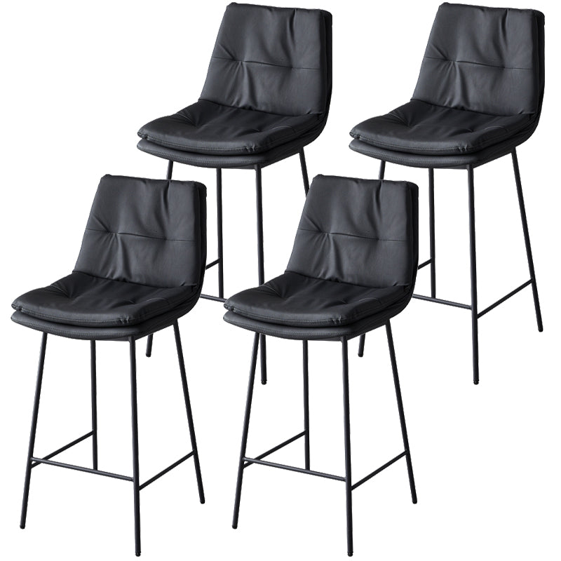 Contemporary Metal Leather Bar Stools Indoor Barstool with Iron Legs and Footrest