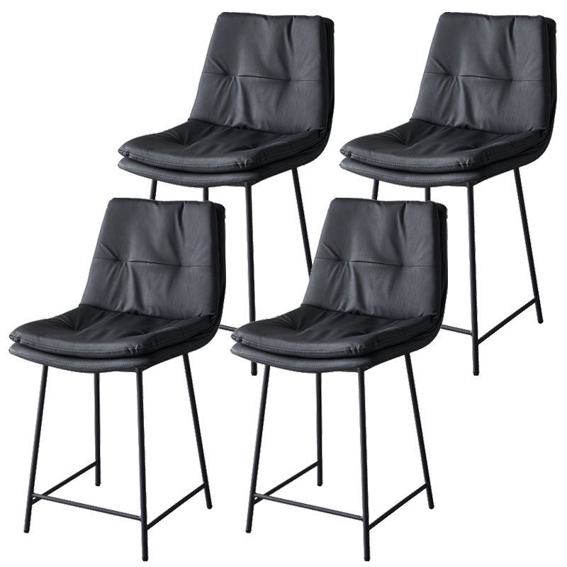 Contemporary Metal Leather Bar Stools Indoor Barstool with Iron Legs and Footrest