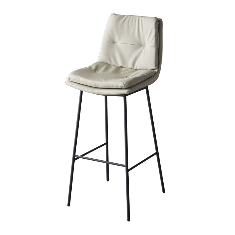 Contemporary Metal Leather Bar Stools Indoor Barstool with Iron Legs and Footrest