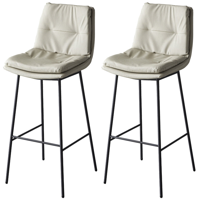 Contemporary Metal Leather Bar Stools Indoor Barstool with Iron Legs and Footrest