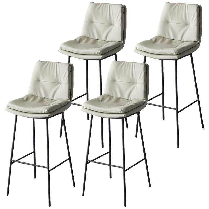 Contemporary Metal Leather Bar Stools Indoor Barstool with Iron Legs and Footrest