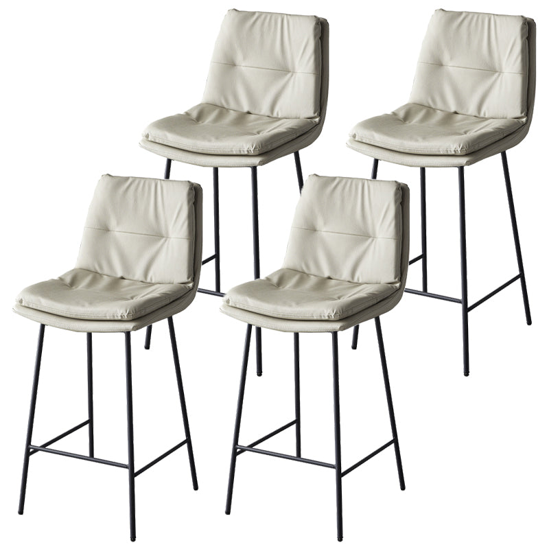 Contemporary Metal Leather Bar Stools Indoor Barstool with Iron Legs and Footrest
