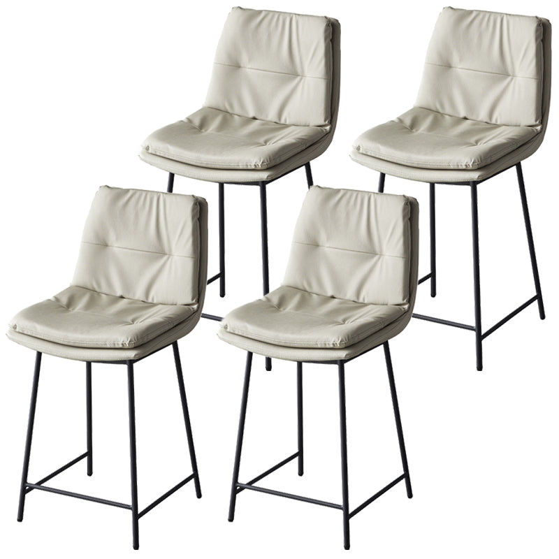 Contemporary Metal Leather Bar Stools Indoor Barstool with Iron Legs and Footrest