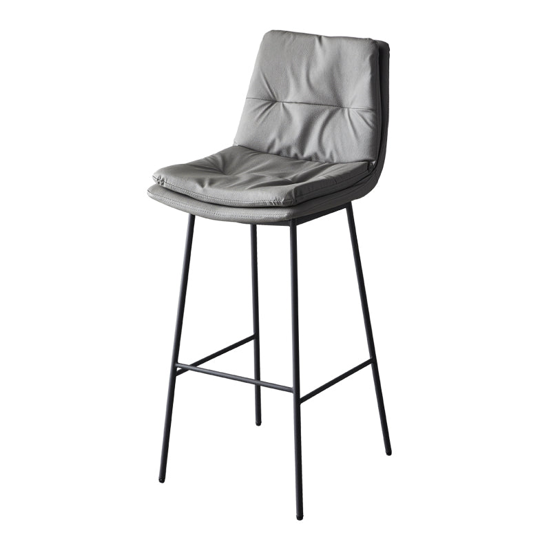 Contemporary Metal Leather Bar Stools Indoor Barstool with Iron Legs and Footrest