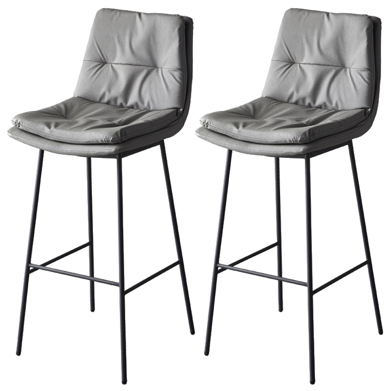 Contemporary Metal Leather Bar Stools Indoor Barstool with Iron Legs and Footrest