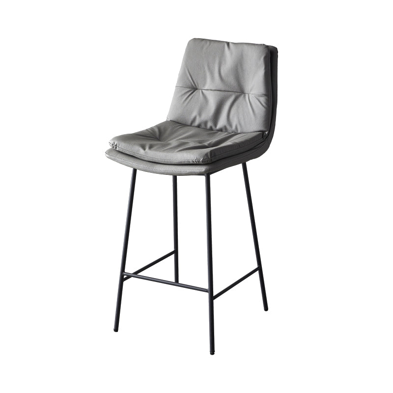 Contemporary Metal Leather Bar Stools Indoor Barstool with Iron Legs and Footrest