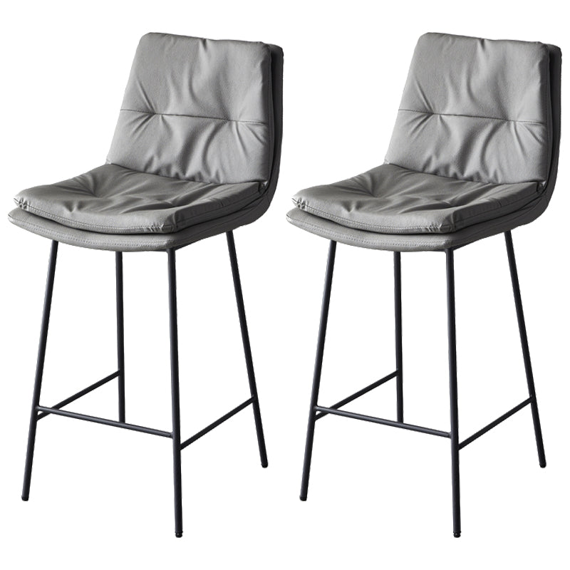 Contemporary Metal Leather Bar Stools Indoor Barstool with Iron Legs and Footrest