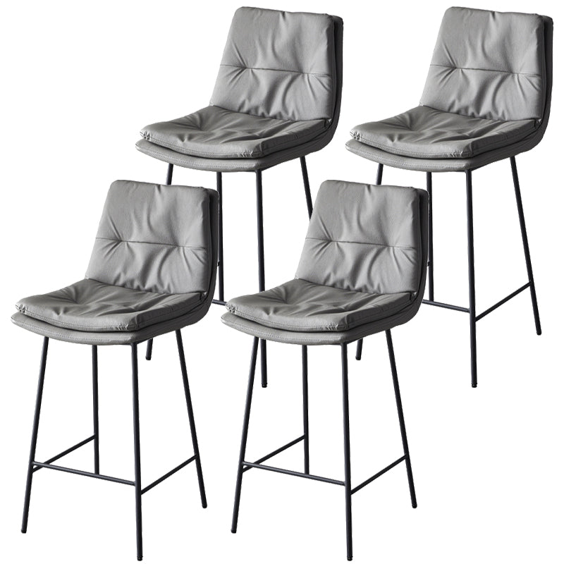 Contemporary Metal Leather Bar Stools Indoor Barstool with Iron Legs and Footrest