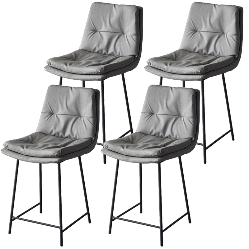Contemporary Metal Leather Bar Stools Indoor Barstool with Iron Legs and Footrest