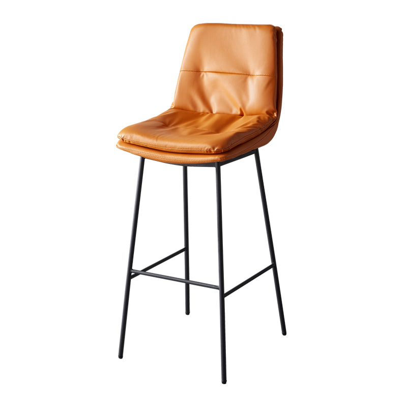 Contemporary Metal Leather Bar Stools Indoor Barstool with Iron Legs and Footrest